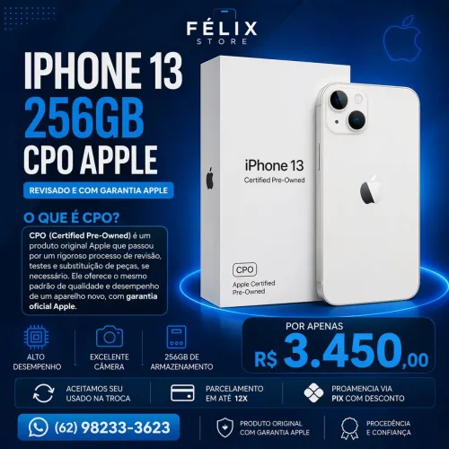 iPhone 13 256GB CPO Branco Garantia Apple Troca