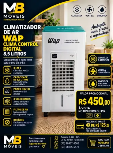 Climatizador de ar Wap clima control digital 8,5L novos.