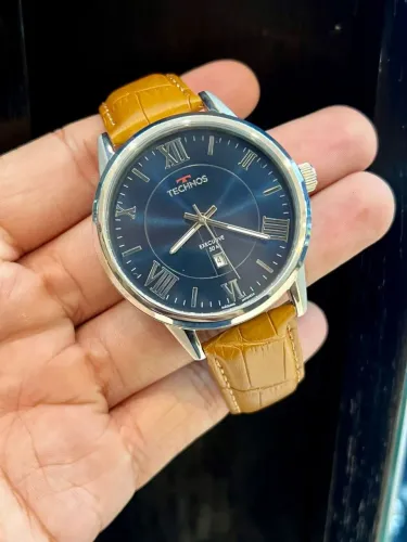 Relógio Masculino Technos Executive Prata Pulseira de Couro 