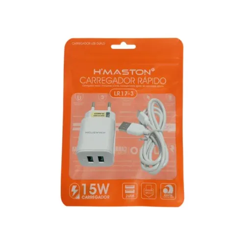 Carregador para Celular H'Maston 15W Carregamento Rápido com Cabo USB-C