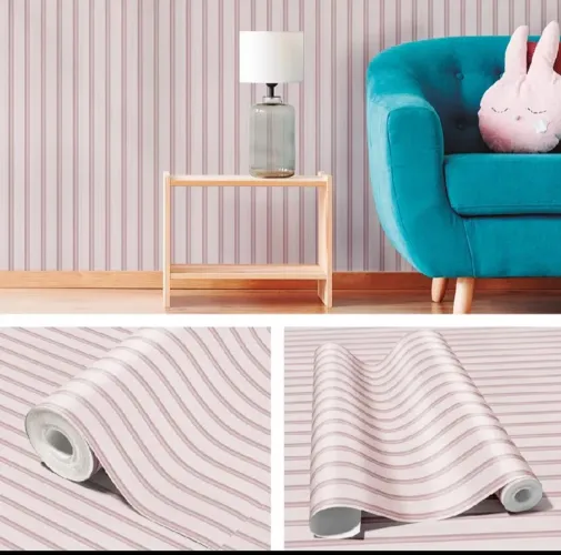 Papel de Parede Ripado Rosa claro 15 metros