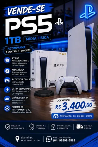 ? PLAYSTATION 5 - MÍDIA FÍSICA | 1TB ?