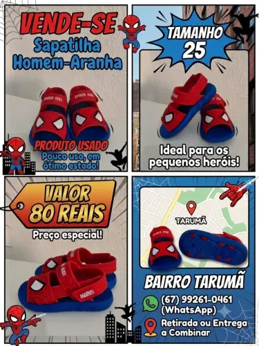 Sandália homem aranha semi nova
