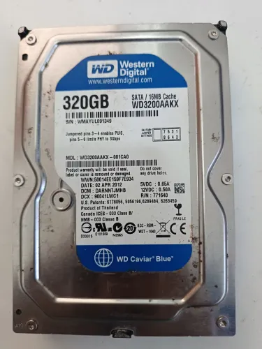 Hd wd 320GB jogos cpu 2.5 e 3.5