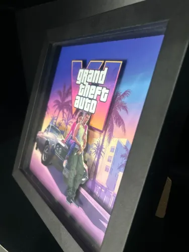 Quadro GTA 6 3D Artesanal 20x20cm
