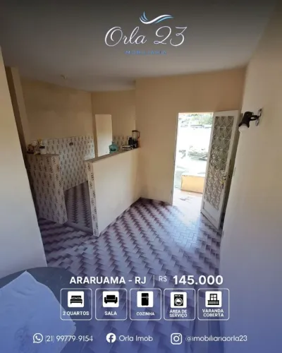 ARARUAMA, ORLA 23 IMOBILIÁRIA VENDE! Casa próxima ao centro e à Policlínica Municipal.