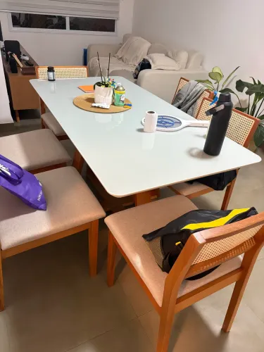 Mesa Retangular 6 lugares c/ cadeiras 