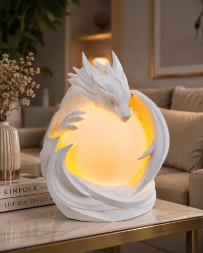 Luminária Dragão Guardião - Decoração Fantástica