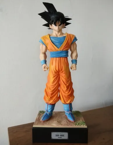 Action Figure Son Goku Dragon Ball Z DBZ Anime Boneco Estátua 32CM Com Base 2 Cabeças