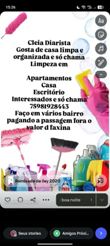 Gosta de casa limpa e organizada faço faxina e só chama *43 Cleia