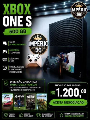 Xbox One S 500GB + 2 Controles ? Completo