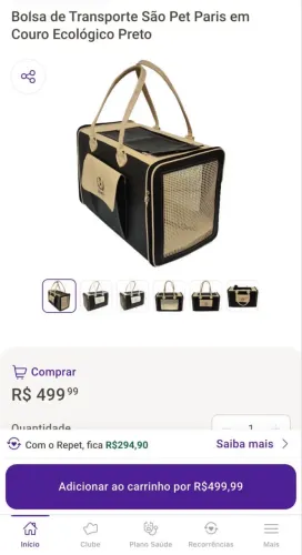 Bolsa transporte Pet nova