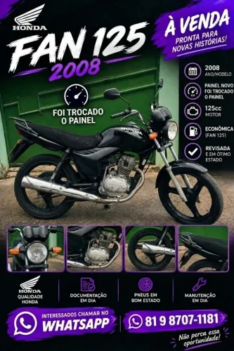 Moto fan 125 2008 preta
