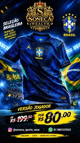 Camisa do Brasil AZUL VERSÃO Jogador TAM: G