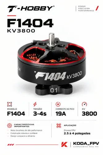 4X Motores Brushless T-HOBBY F1404 KV3800 3-4s para drones FPV