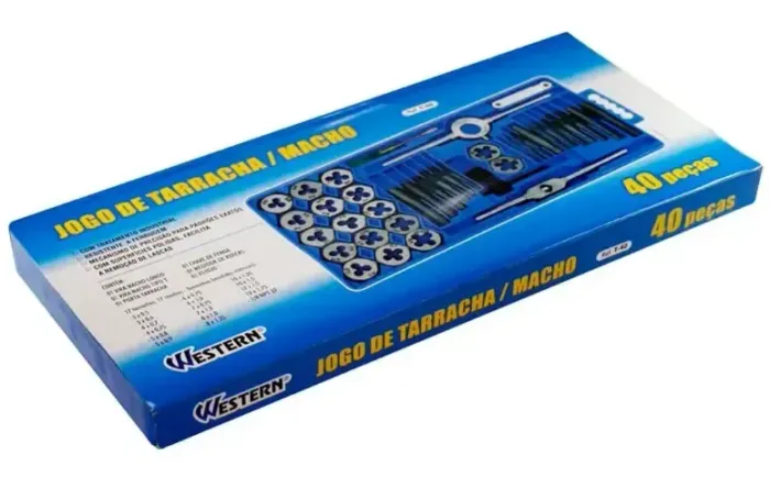 Jogo Kit Macho E Tarraxa Para Fazer Rosca + Maleta 40 Peças