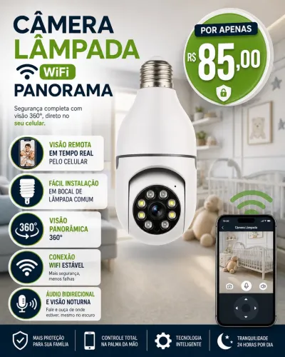 Câmera lâmpada com visão noturna 