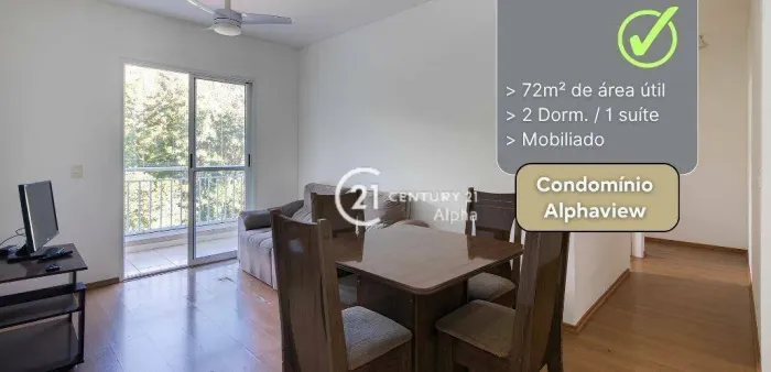 Apartamento com 2 dormitórios para alugar, 72 m² por R$ 3.628/mês - Condomínio Alphaview -