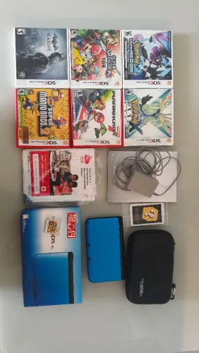 Nintendo 3DS XL Azul Completo + 8 Jogos Originais + Caixa | Excelente Estado