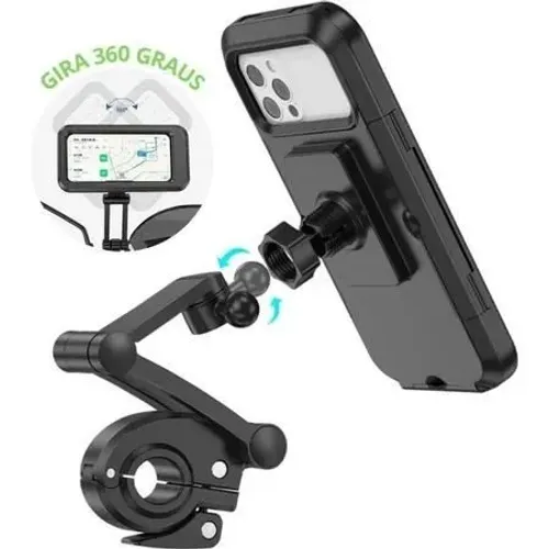 Suporte De Telefone Celular Para Motocicleta Impermeável Iman Preto