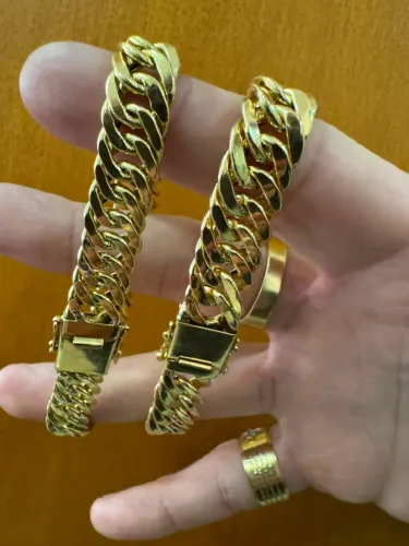 Pulseiras Groumet de ouro 27.61g 18k procedência garantia eterna