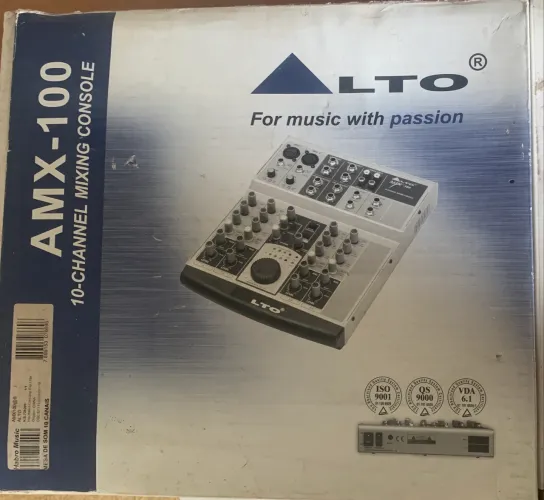 Mesa de som 10 canais ALTO AMX -100 nunca usada 