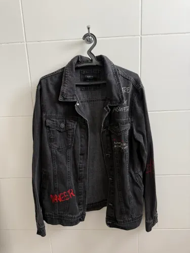 Jaqueta Jeans Preta Streetwear