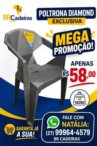Poltrona Plástica Diamond Alta Resistência 182kg