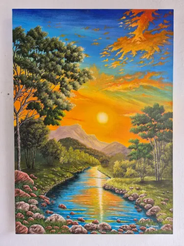PAINEL 50X70 PAISAGEM PINTADO A MÃO