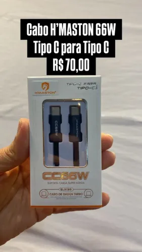 Cabo H`MASTON / 66W / Tipo C para Tipo C / R$70,00 / Loja fisica 