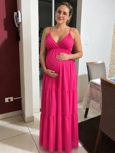 Vestido Rosa para gestantes