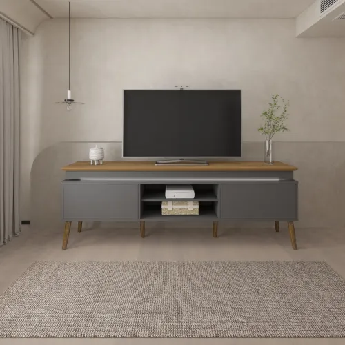 Rack Bancada Lumina Artely com LED, ideal para TVs até 75 Polegadas;