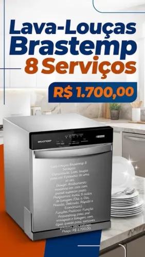 Vendo máquina de lavar louça 8 lugares  Brastemp 