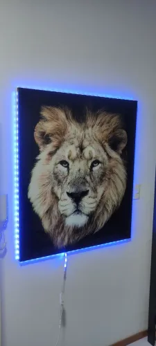 Quadro decorativo Leão com iluminação RGB 