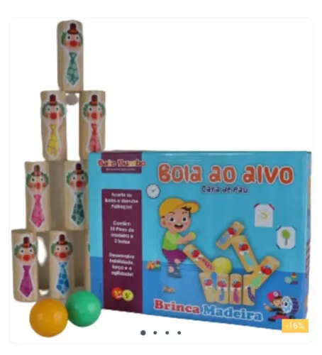 Super Bola ao Alvo Cara de Pau Jogo de Madeira Brinquedo Educativo
