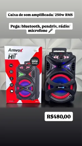 CAIXA DE SOM PORTÁTIL AMVOX 250w RMS