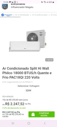 Ar condicionado HISENSE 18.000 BTUS QUENTE E FRIO INVERTER