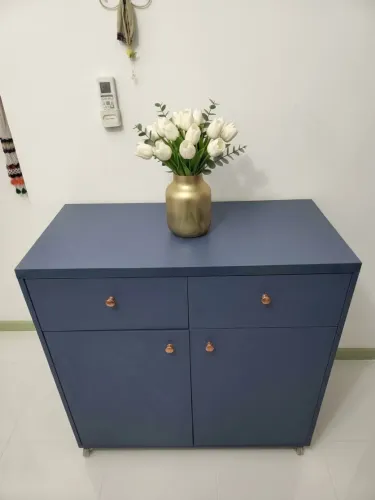 Rack azul com rodinhas