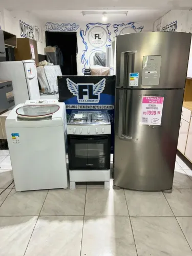 GELADEIRA BRASTEMP INOX ATIVE FROOS FREE FOGÃO 4 BOCAS MANUAL MÁQUINA DE LAVAR 12 KG 