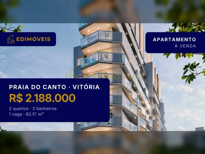 Praia do Canto: Apartamento 2 quartos com suíte, terraço e área gourmet