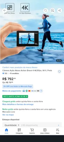 vendo camera de mergulho brave 4 , zero 400,00 não vou guardar