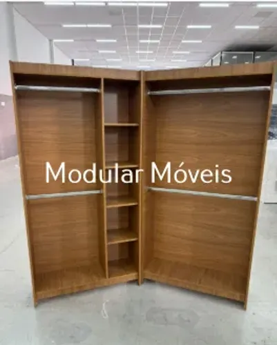 Cabideiro Duplo com Colmeia Lateral + Cabideiro Duplo - MDF Amadeirado