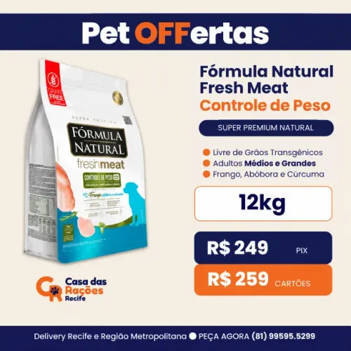 Ração Fórmula Natural Fresh Meat Controle de Peso Cães Médios e Grandes 12kg