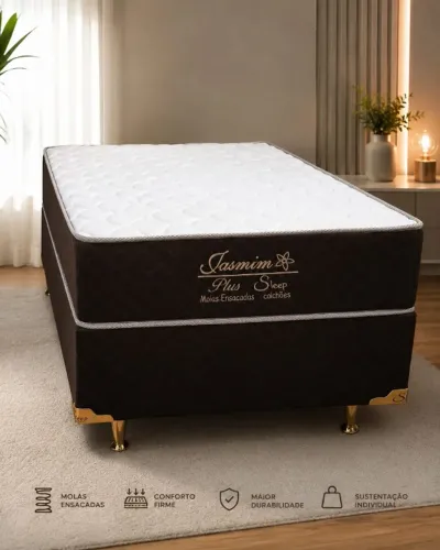 Cama Para Solteiro Base + Colchão separados. Colchão Molas Ensacadas