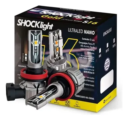 lâmpada shocklight ultra led nano<br><br>40w<br><br>4200 lumens |<br><br>3000k led<br><br>dc9v-18v gold