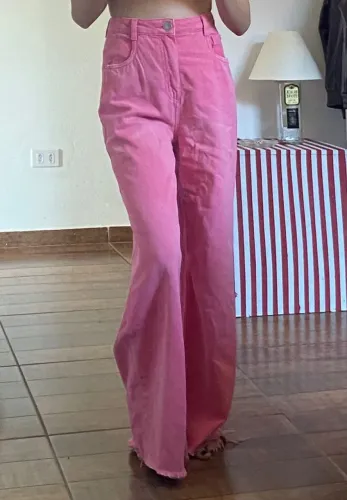 Calça rosa wide leg