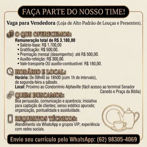 Contrata-se Vendedora