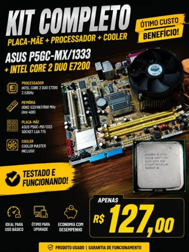 Kit placa mãe core 2duo E7200