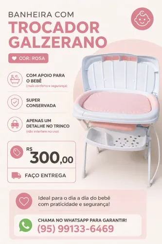 Banheira feminina galzerano com trocador