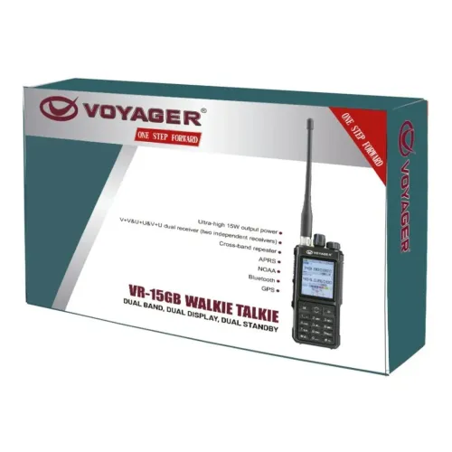 Rádio Comunicador HT Voyager VR-15GB Bluetooth GPS APRS 15W Cross Band VHF UHF FM AM